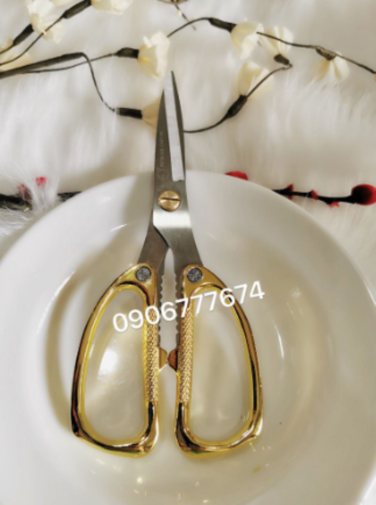 Kéo cắt thực phẩm cho nhà bếp cán trắng/ vàng