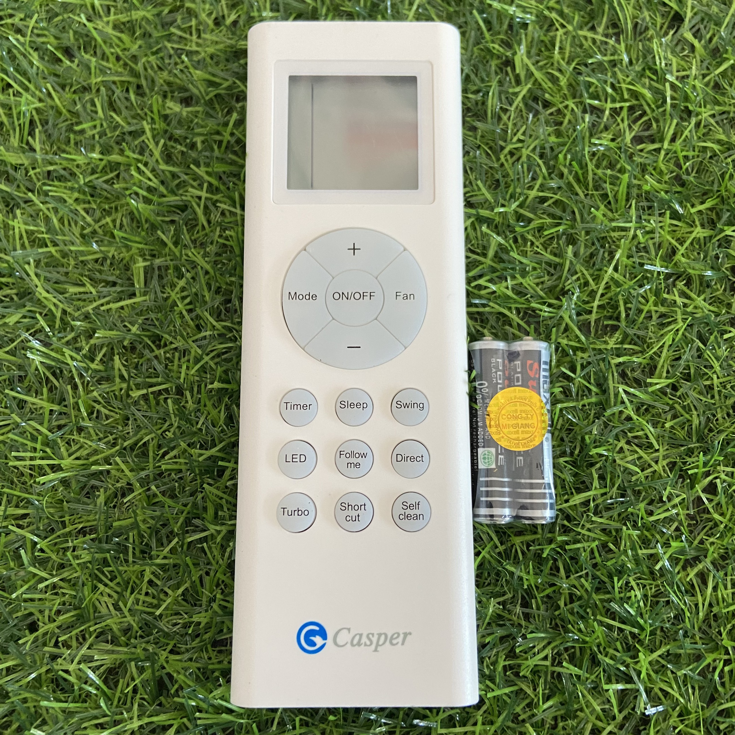 Remote máy lạnh casper . điều khiển điều hoà casper dài nút xám . tặng kèm pin 3a