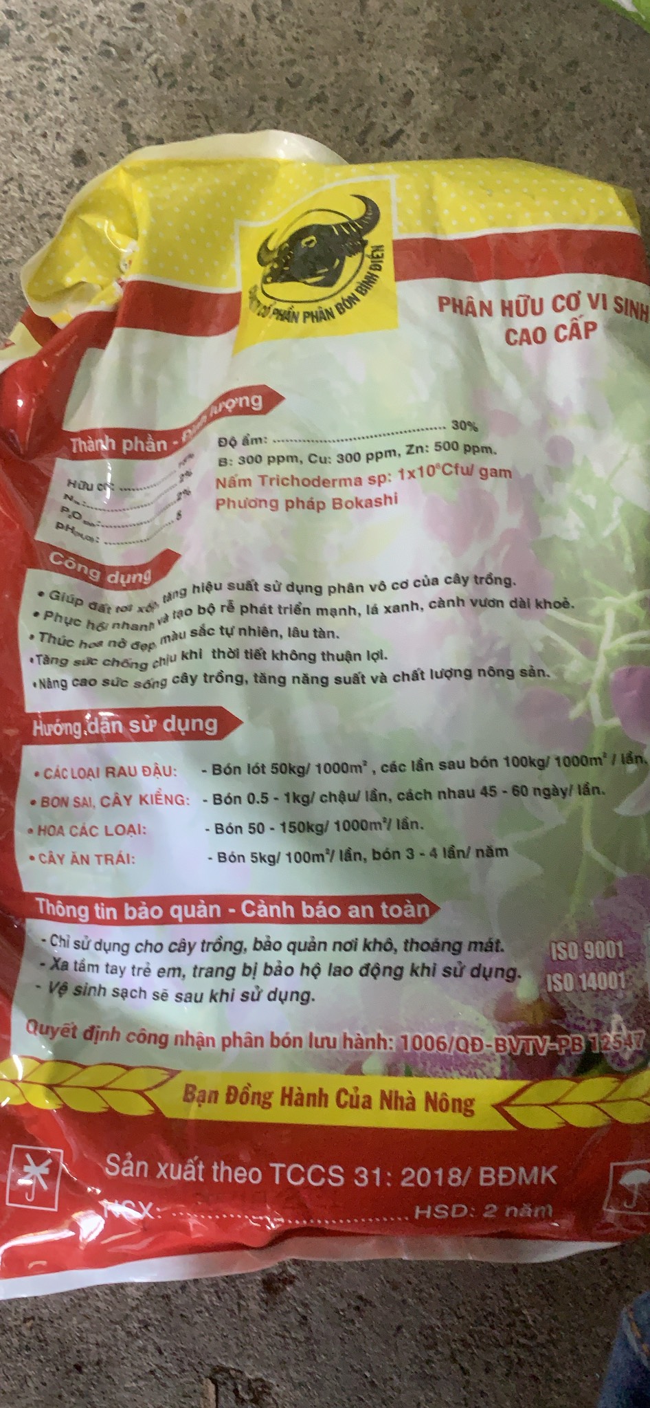 PHÂN ĐẦU TRÂU HCMK7 HỮU CƠ TRICHODERMA + TE - 5KG