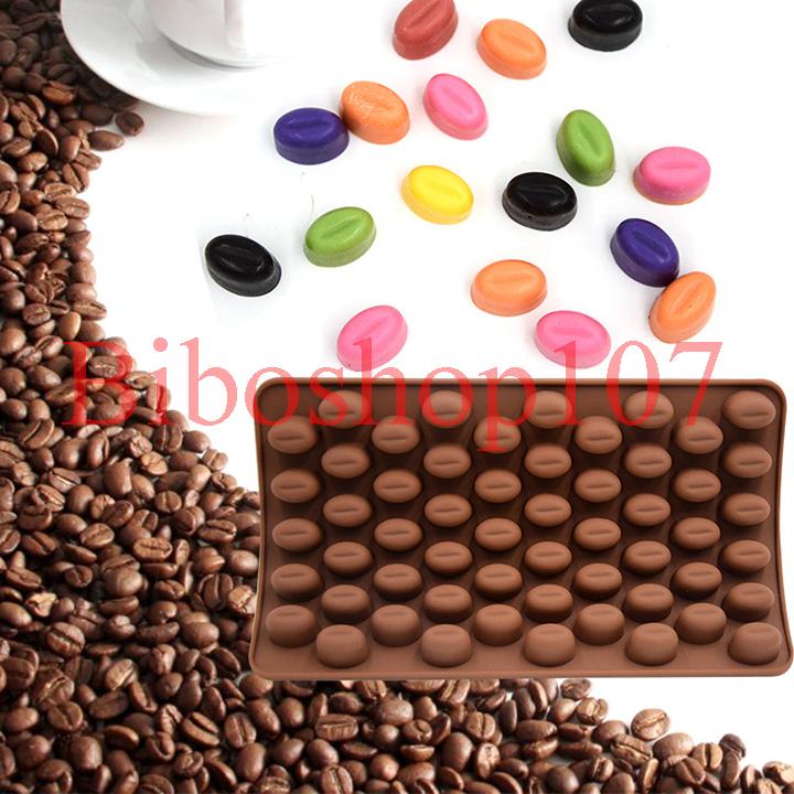 Khuôn silicon làm thạch, rau câu, socola 55 hạt cà phê