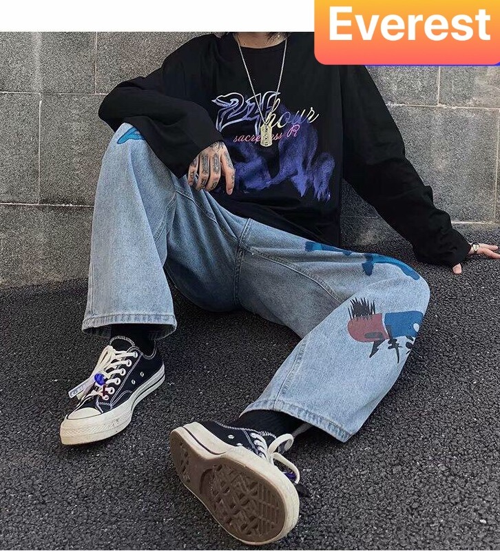 QUẦN BAGGY JEAN NAM CHẤT BÒ ỐNG RỘNG DÀI XANH THÊU VIP KIỂU MỚI HOT TREND EV-43 EVEREST FASHION