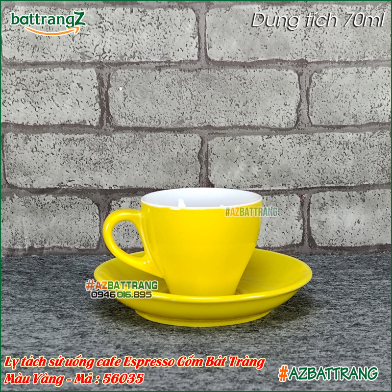 [70ML] Ly tách sứ cafe Espresso màu Vàng gốm Bát Tràng