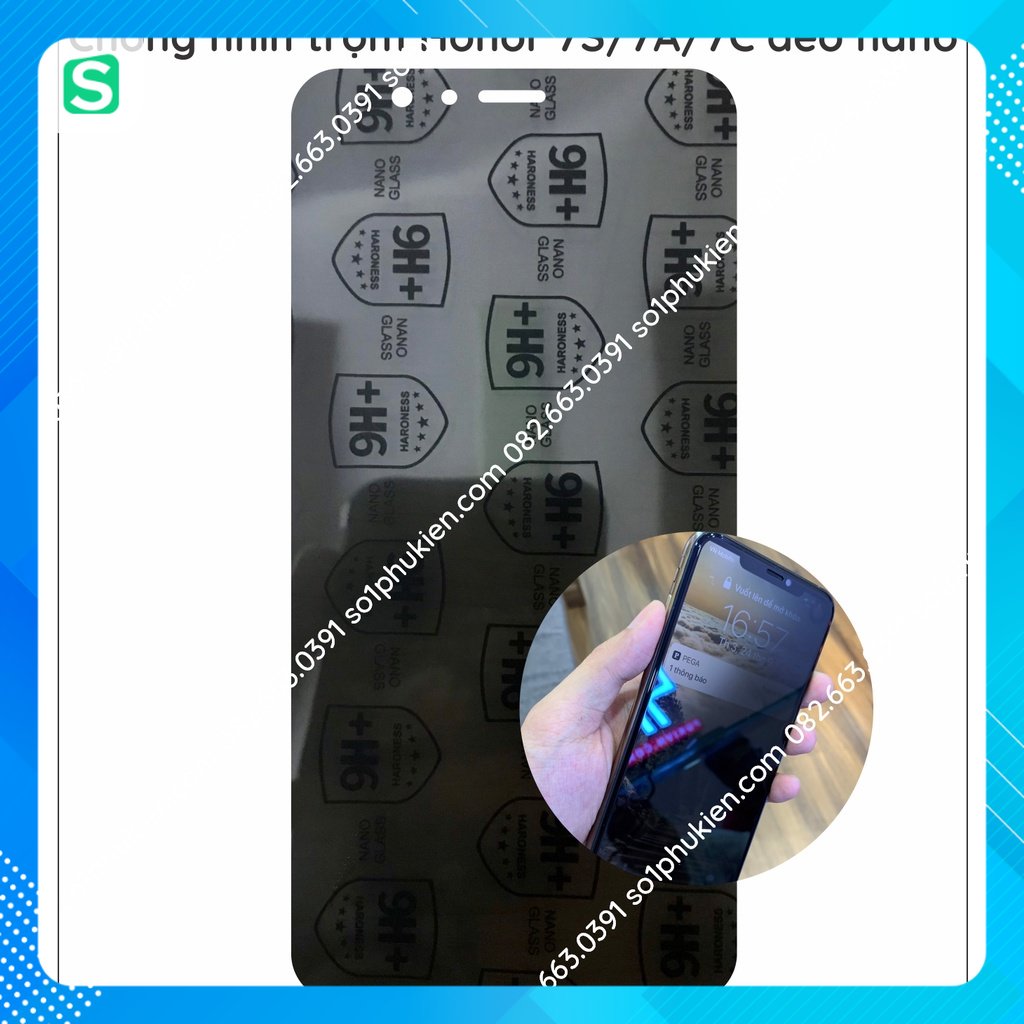 Dán cường lực chống nhìn trộm honor 7s / 7a / 7c / 8x / 8a / 9x dẻo nano