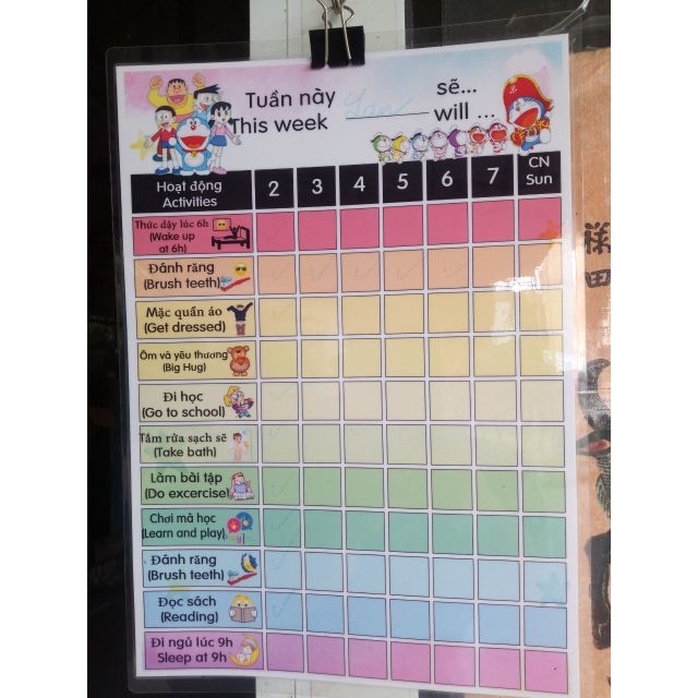 Bảng khen thưởng kỷ luật cho bé version 1/Bảng rèn luyện thói quen/Responsibilites chart/Bảng ghi nhận/Reward chart