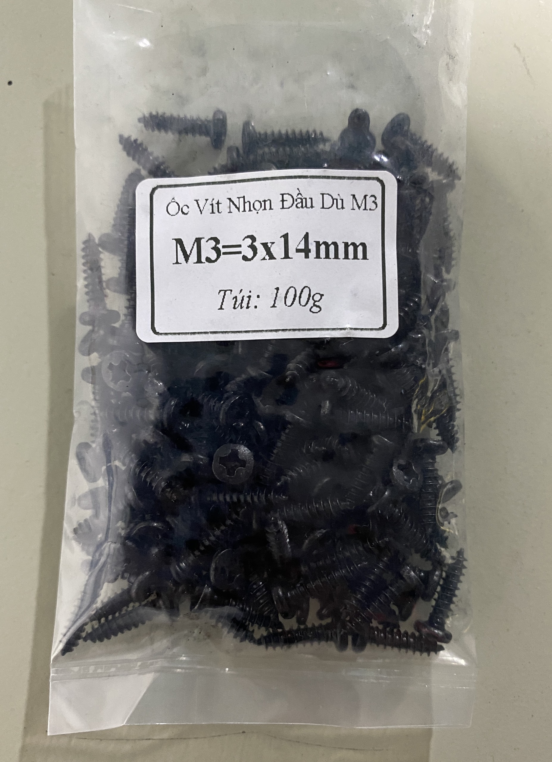 Oc vit nhon dau du 3x14mm - linh kien dien tu