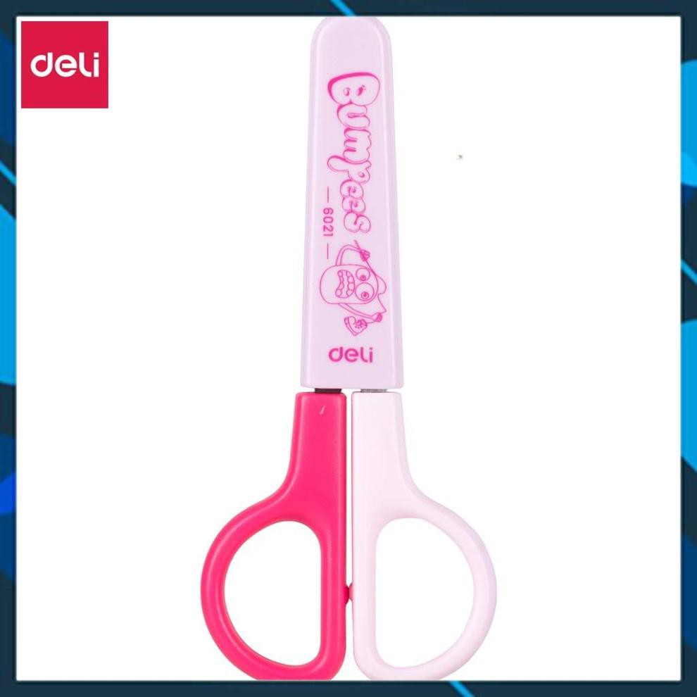 Kéo học sinh 121mm deli e6021 - hồng/xanh