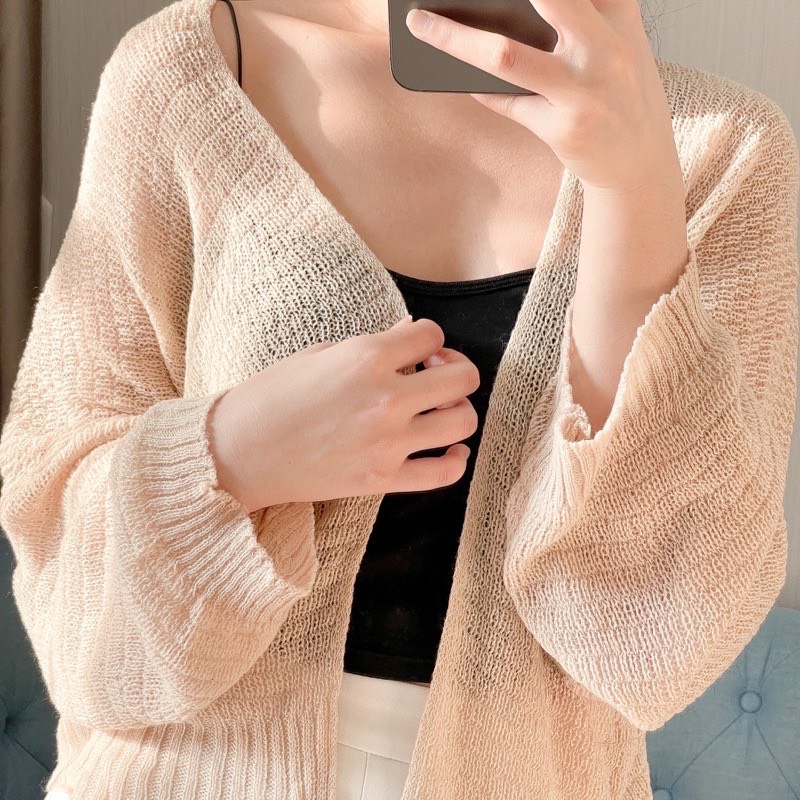 Áo Cadigan Len Mỏng Hottrend Phong Cách Hàn Quốc (Cadigan len lông thỏ)