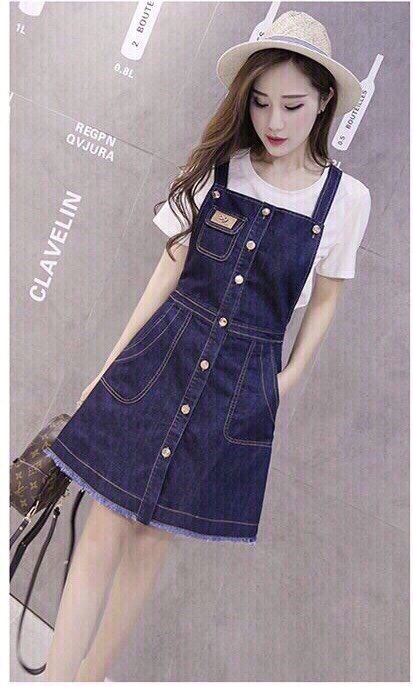 ĐẦM YẾM JEAN  PHỐI TÚI NGỰC D757
