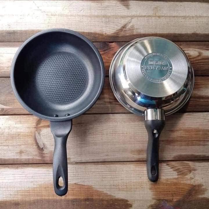 chảo chống dính inox FIVE-STAR - 3 đáy cho bếp từ