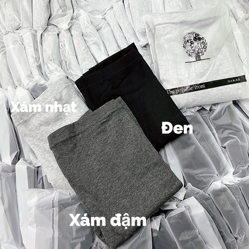 Quần legging thun tăm lót lông siêu co giãn cạp cao