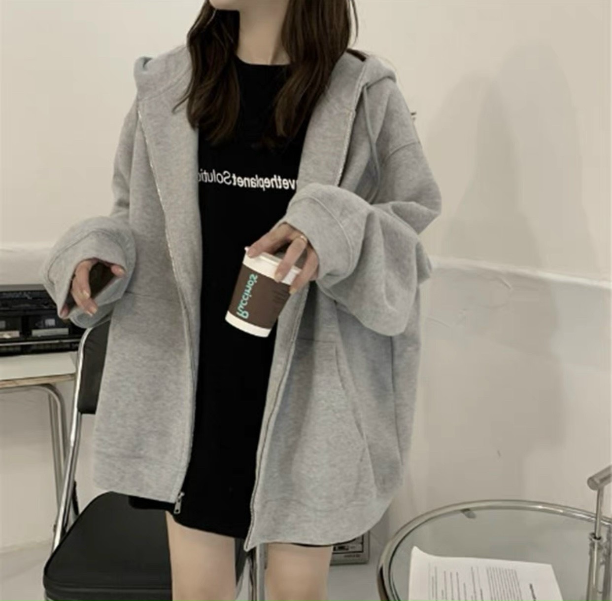 Áo Khoác Nỉ Trơn Nam Nữ From Rộng Thiết Kế Thời Trang Dễ Thương Mẫu Hot Trend