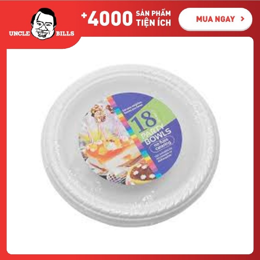 Chén nhựa trắng 17.5cm 18 cái Uncle Bills OD0041