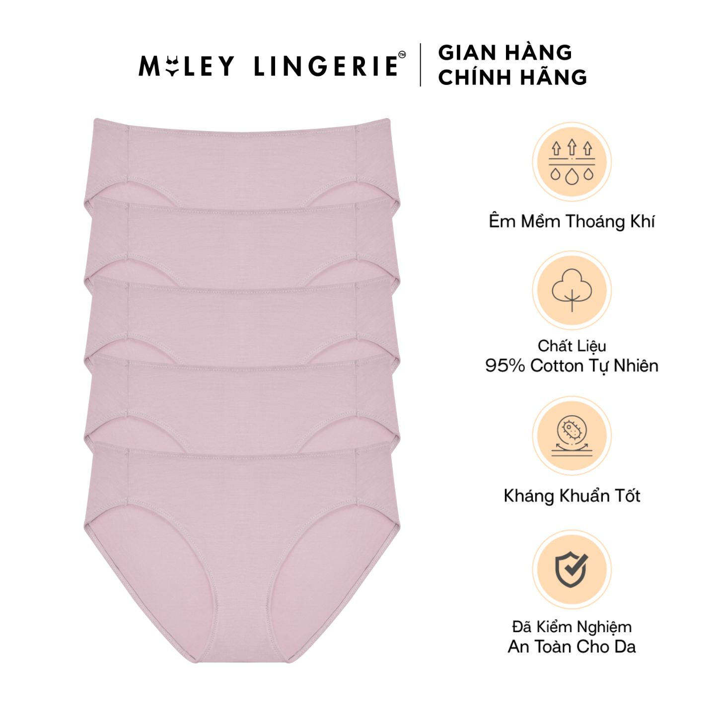 Bộ 5 Quần Lót Nữ Modal Comfort Kháng Khuẩn Tốt Màu Hồng Miley Lingerie