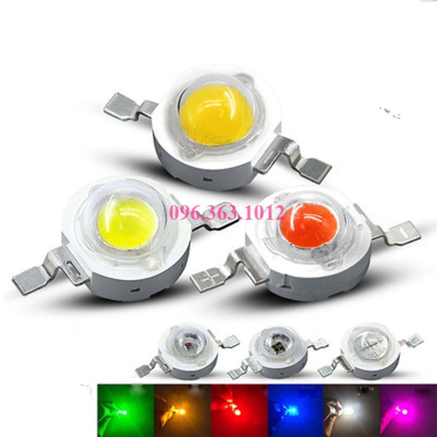Chip LED Luxeon 1W 3V - 4V Trắng / Xanh / Đỏ / Tím / Vàng - Đế nhôm