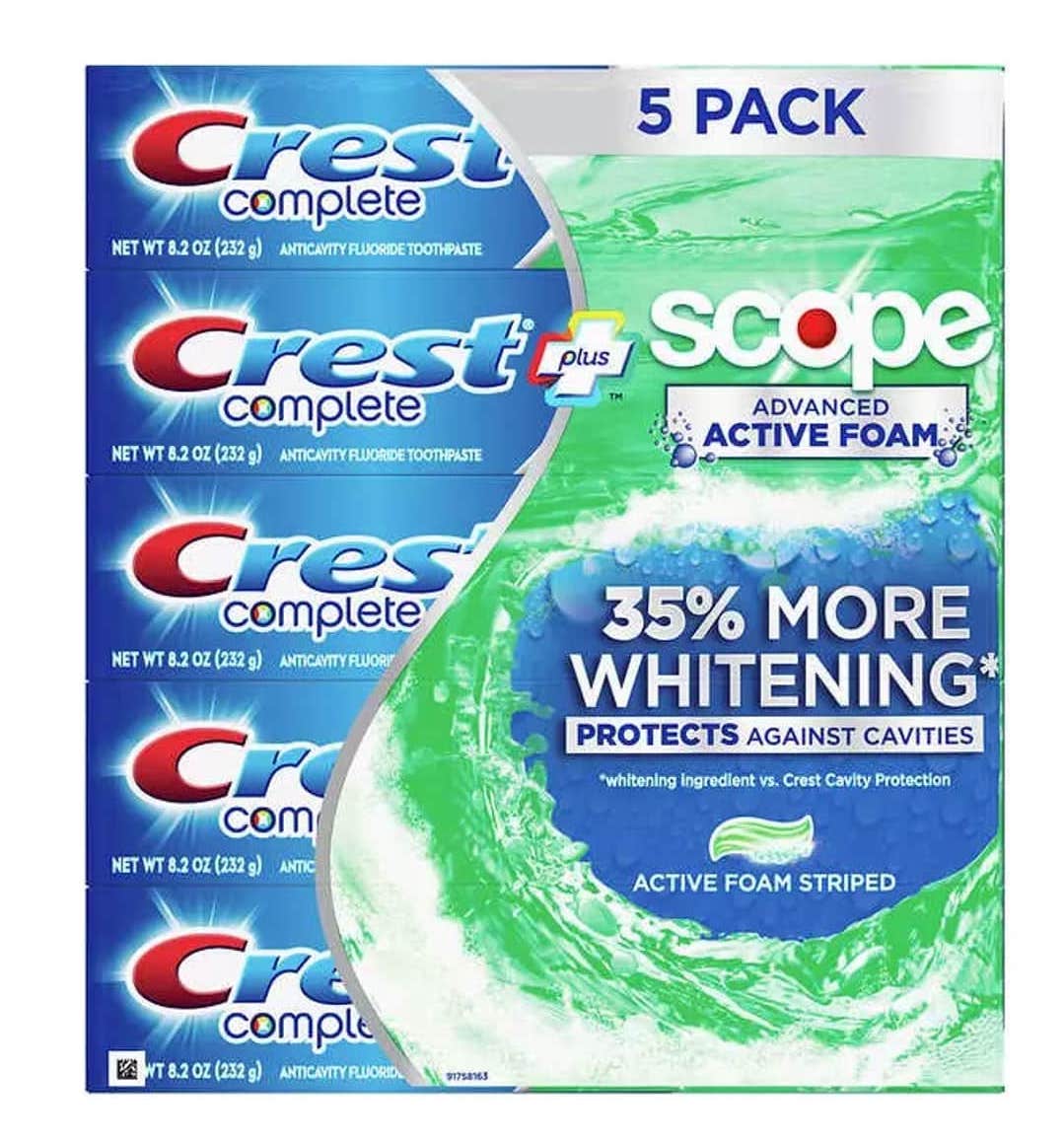 5 Tuýp Kem Đánh Răng Crest Complete Whitening Scope