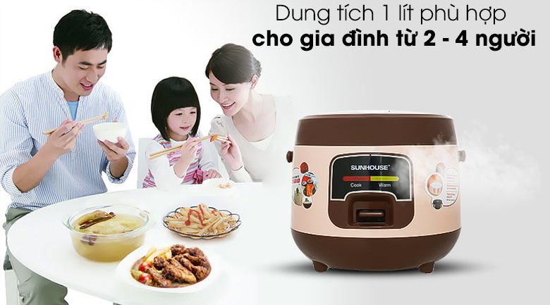 Nồi Cơm Nắp Gài Sunhouse 1 lít SHD8208C