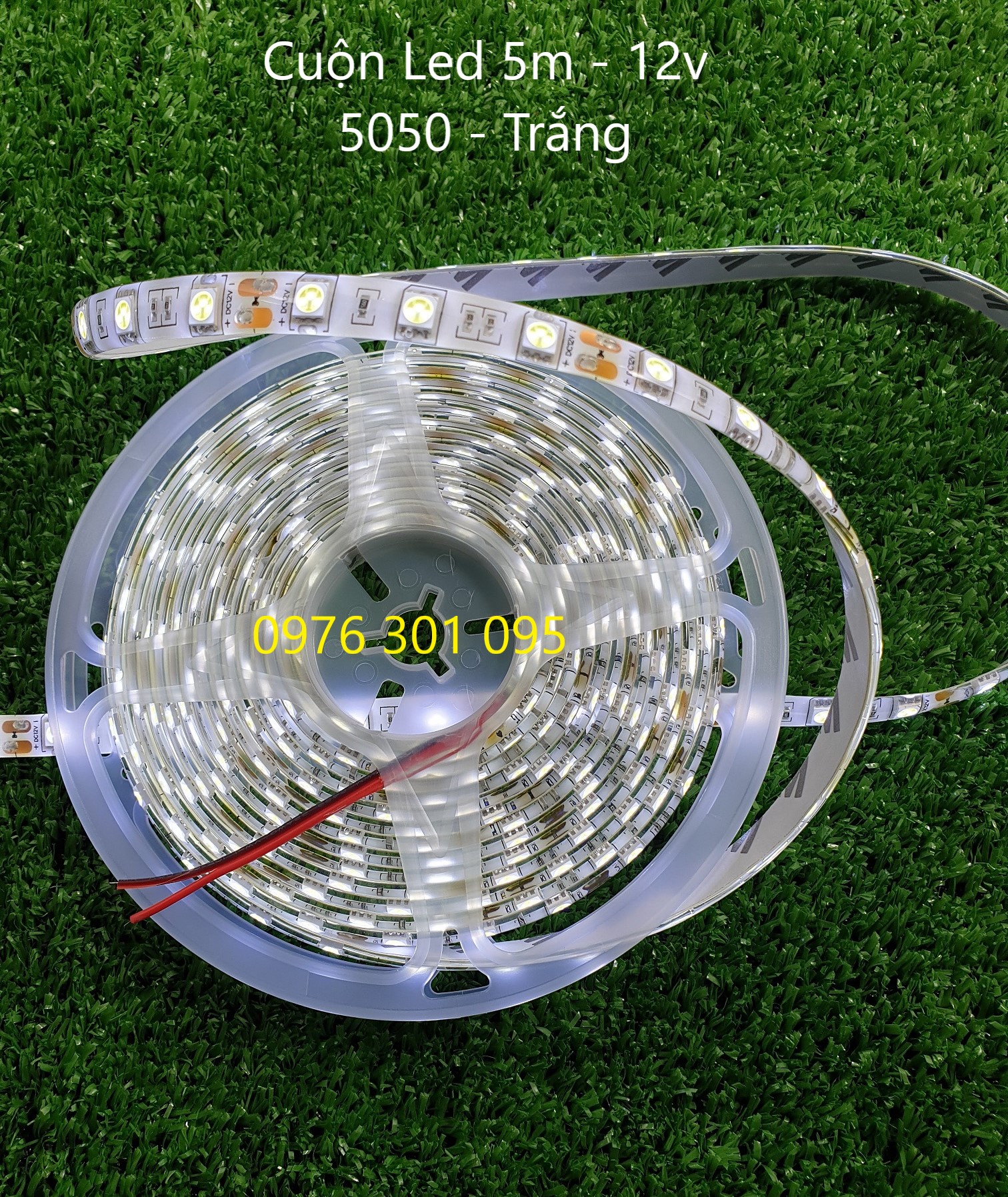Dây Đèn Trang Trí Màu Trắng 12V - 5M có keo dán - Đèn Led Thiên Vân