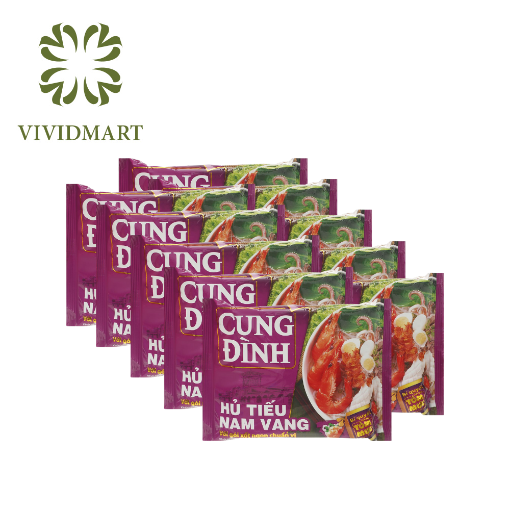 [SET OF 10 PACKAGES] - Cung Dinh clear rice noodle soup 2 flavour :  Saigon Shrimp and Pork Chop noodle soup flavour and pork rib flavours - (78g - 84g/package) (Micoem)