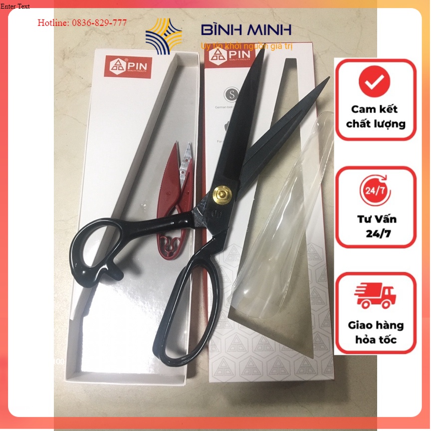 Kéo cắt vải Pin đỏ , đen 10",11",12" (Tặng kèm 1 kéo bấm nhỏ) được sử dụng trong ngành may mặc (GIÁ 1 CÁI)