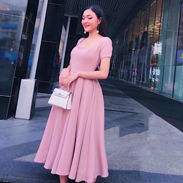 [HCM]Đầm xoè cổ vuông 2 màu (kèm hình thật)