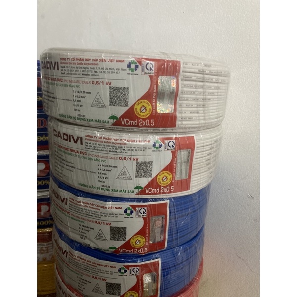 Dây điện Cadivi đôi mềm 2x0.5 (vcmd2x16) Cuộn 100m