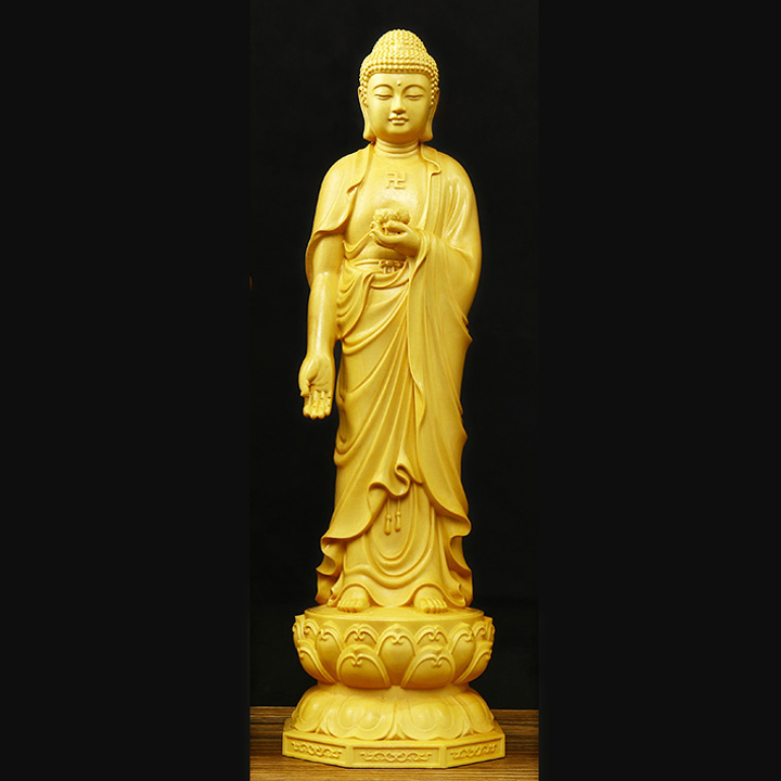 Tượng Phật Tây Phương Tam Thánh bằng gỗ hoàng dương, - C20