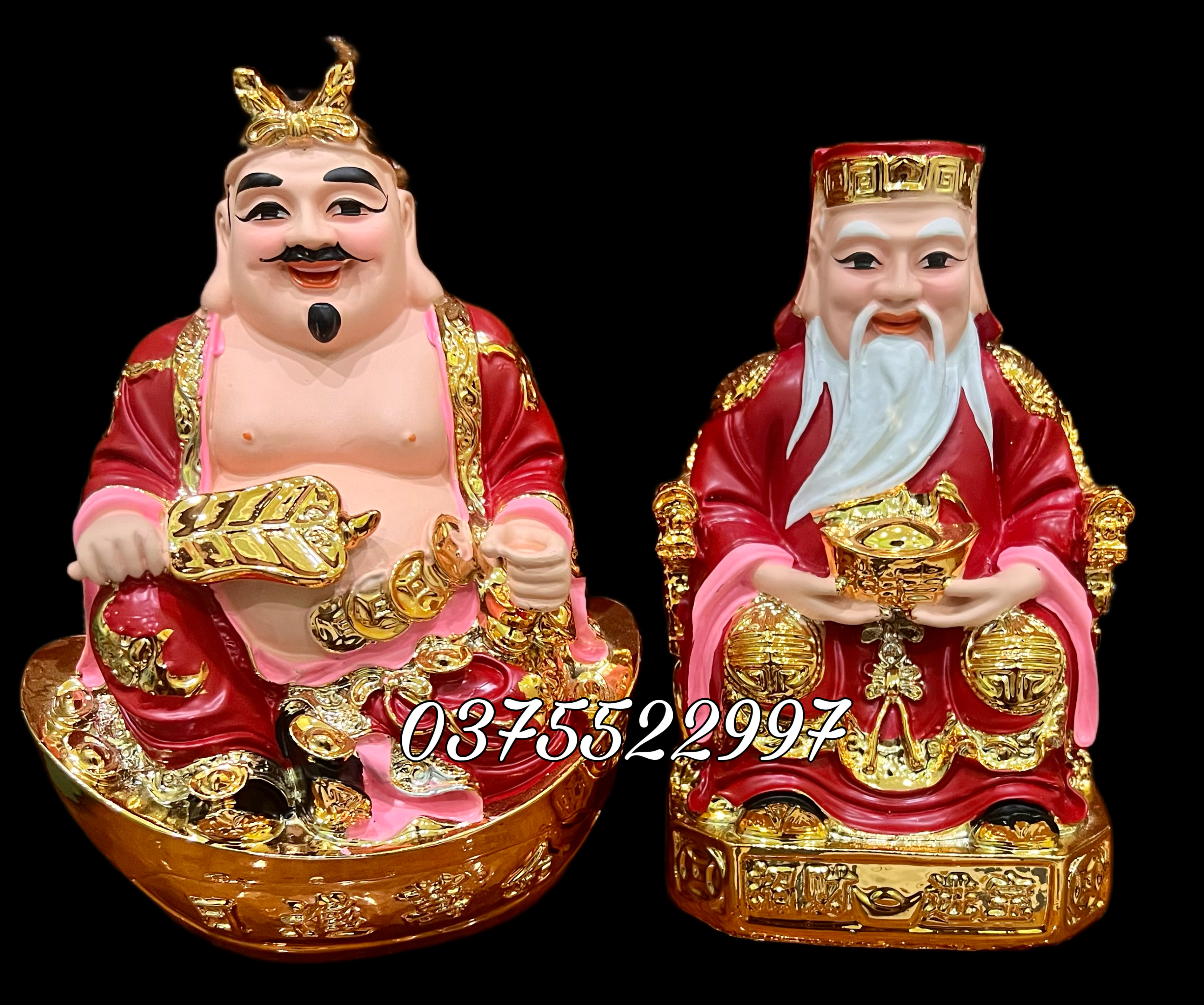 Tượng thần tài ông địa 7in cao 18 cm áo đỏ, tượng thần tài ông địa 8in cao 20 cm áo đỏ