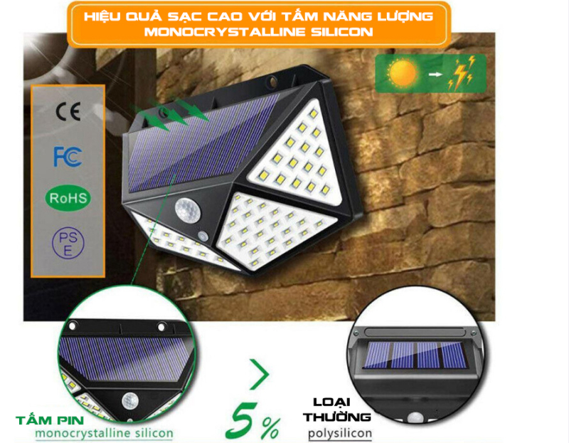 Đèn năng lượng mặt trời 100 LED - 3 chế độ sáng
