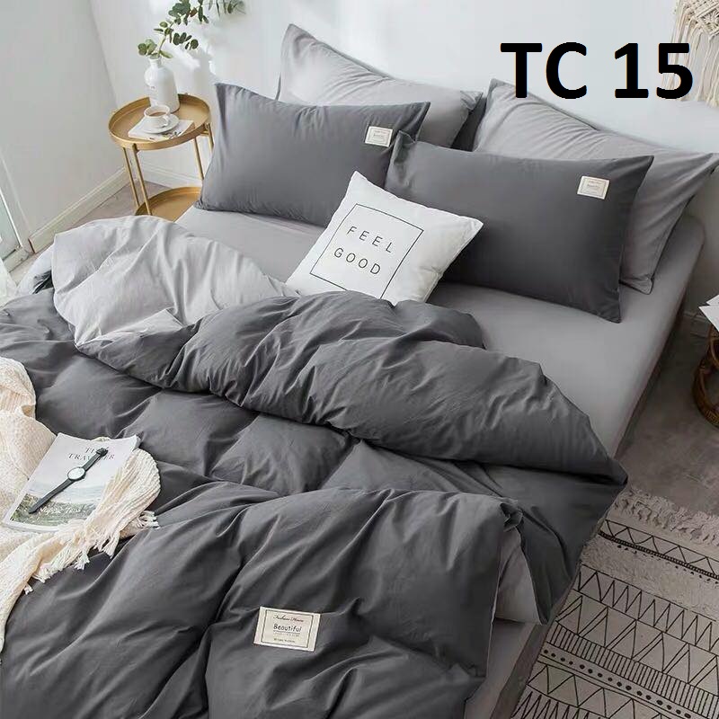 Bộ vỏ chăn ga gối Cotton TC Nhà Nhím_Bedding trơn 4 món đủ size giường nệm HÀNG LOẠI 1