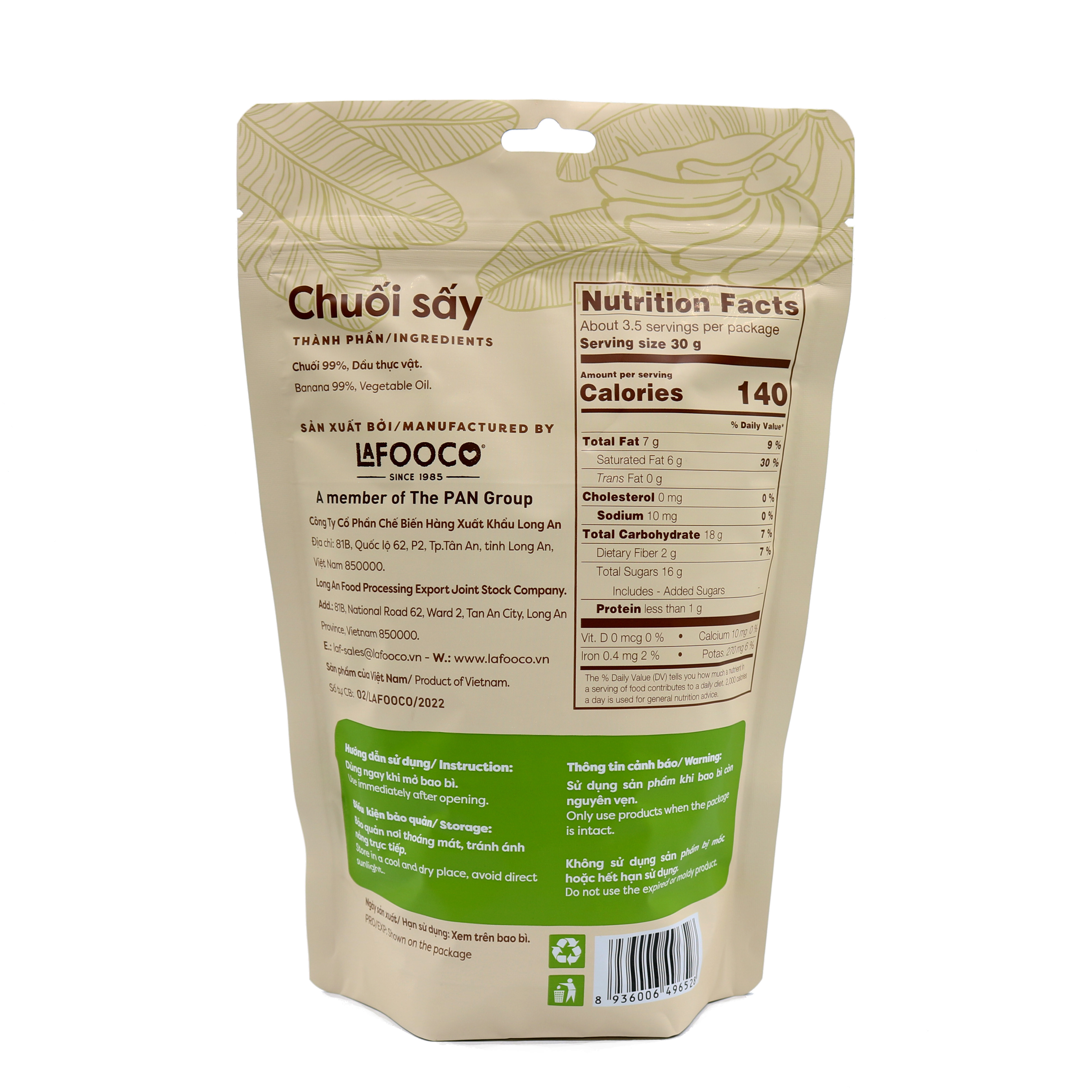 Chuối Sấy Giòn Lafooco 100G Xuất Khẩu