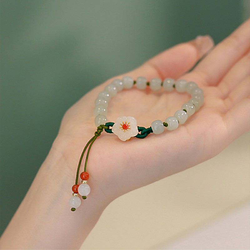 Ngọc trai vòng đeo tay hoa đào nhỏ dệt hốc tường nữ thiết kế sinh viên bạn gái quà tặng YVETTERY