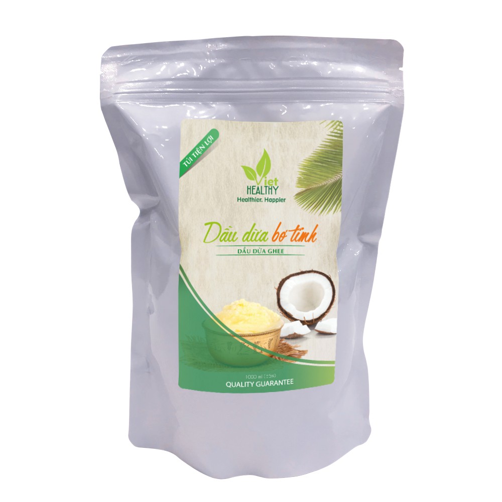 Dầu dừa Ghee 1 lít VietHealthy (Túi tiện lợi)