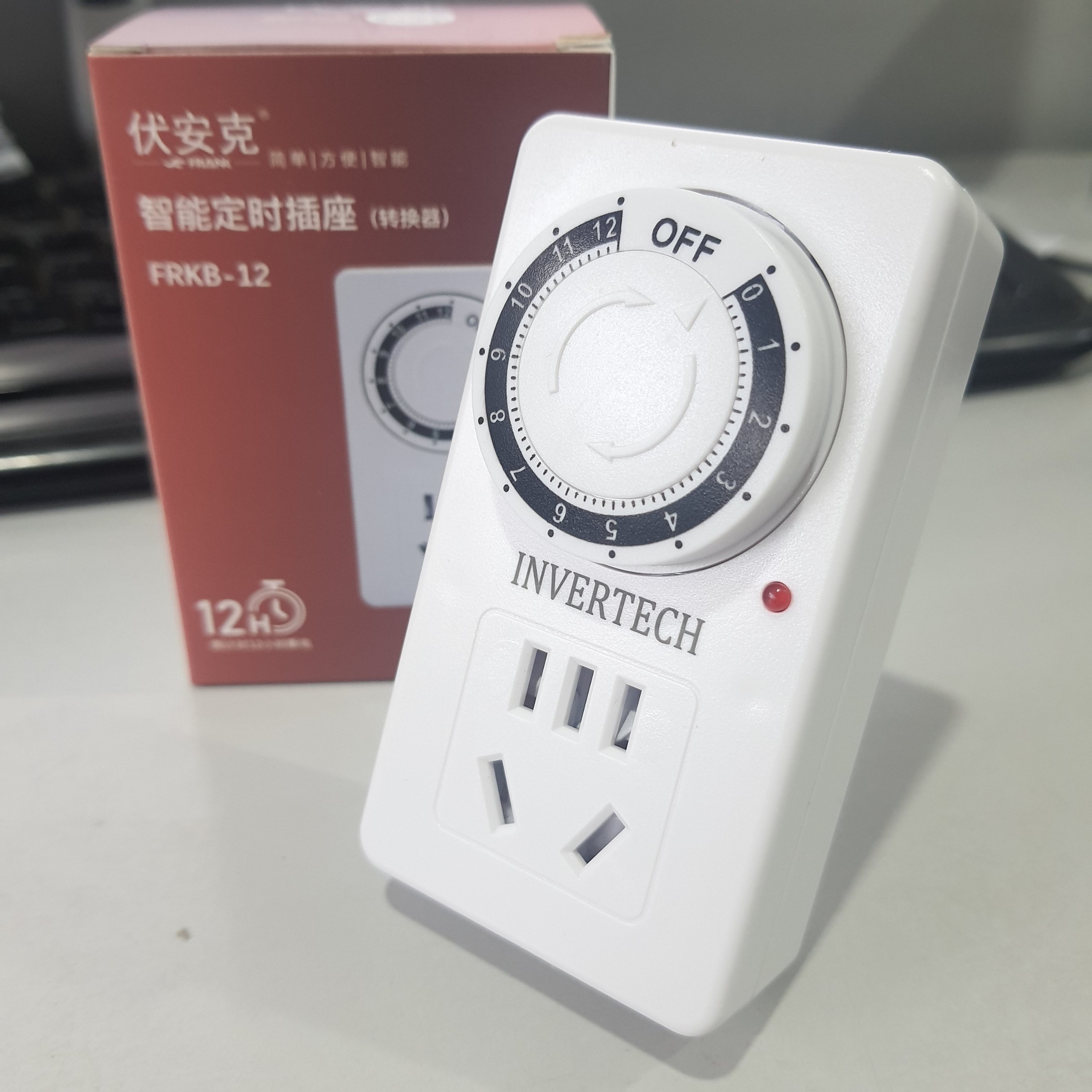 Ổ cắm điện hẹn giờ tắt INVERTECH tiện dụng, Ổ cắm hẹn giờ bằng cơ  công suất 10A/220V (Trắng) ổ cắm hẹn giờ lùi timer hẹn gio cong tac hen gio