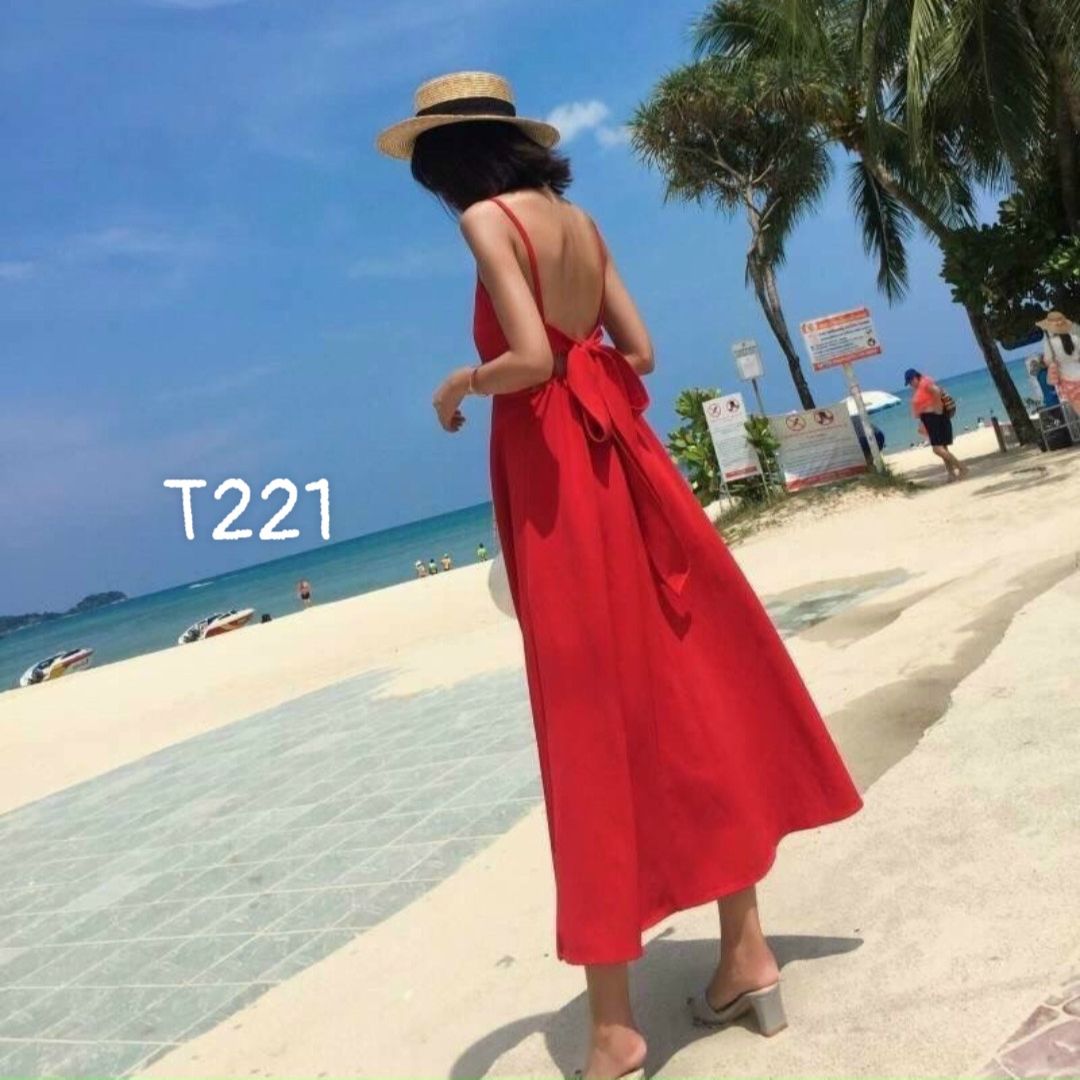 [HCM]Đầm Maxi biển 2 dây có cúp ngực voan lụa cao cấp T221