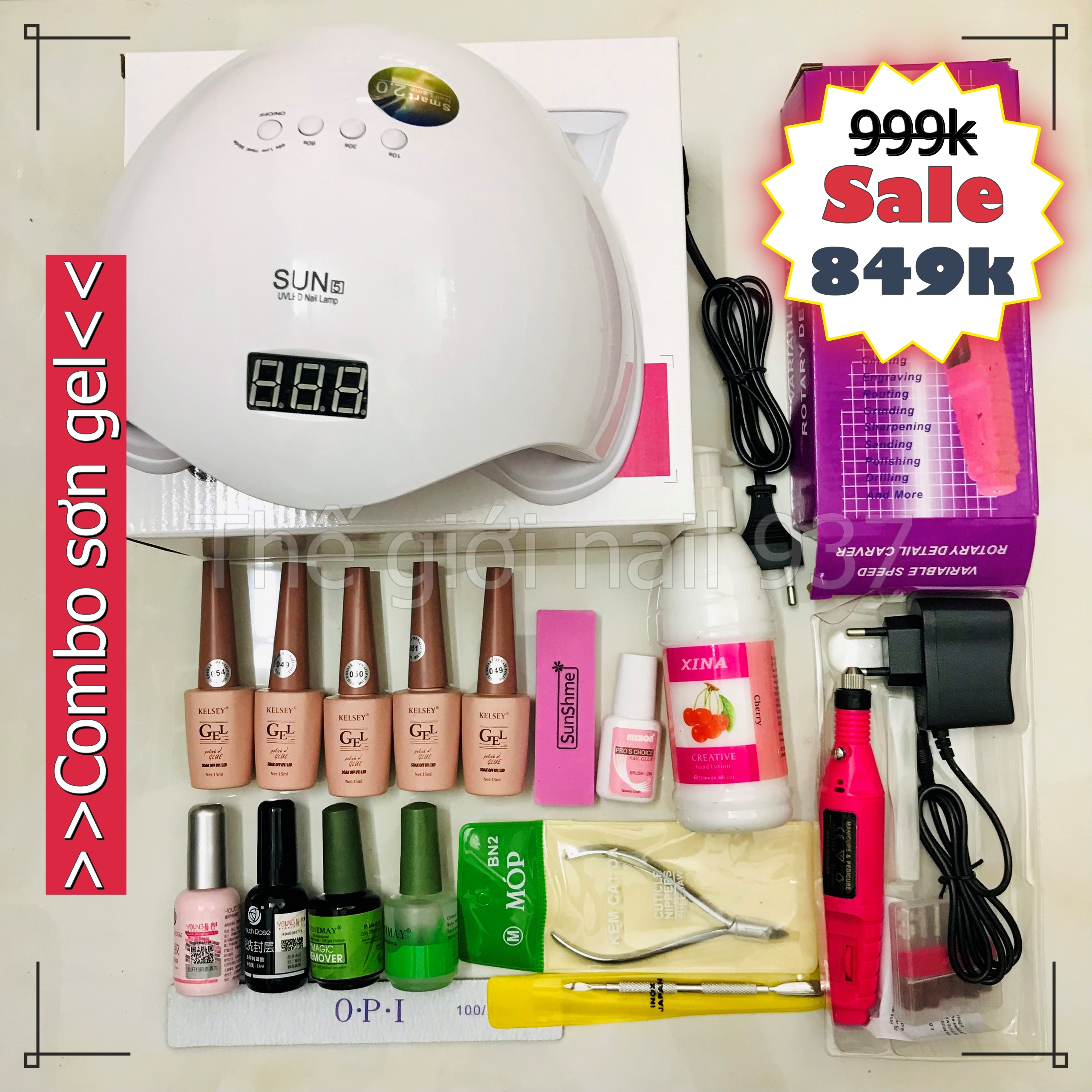 Combo đồ làm nail cơ bản 849k - (Combo làm sơn gel cá nhân ) - Mini Nails