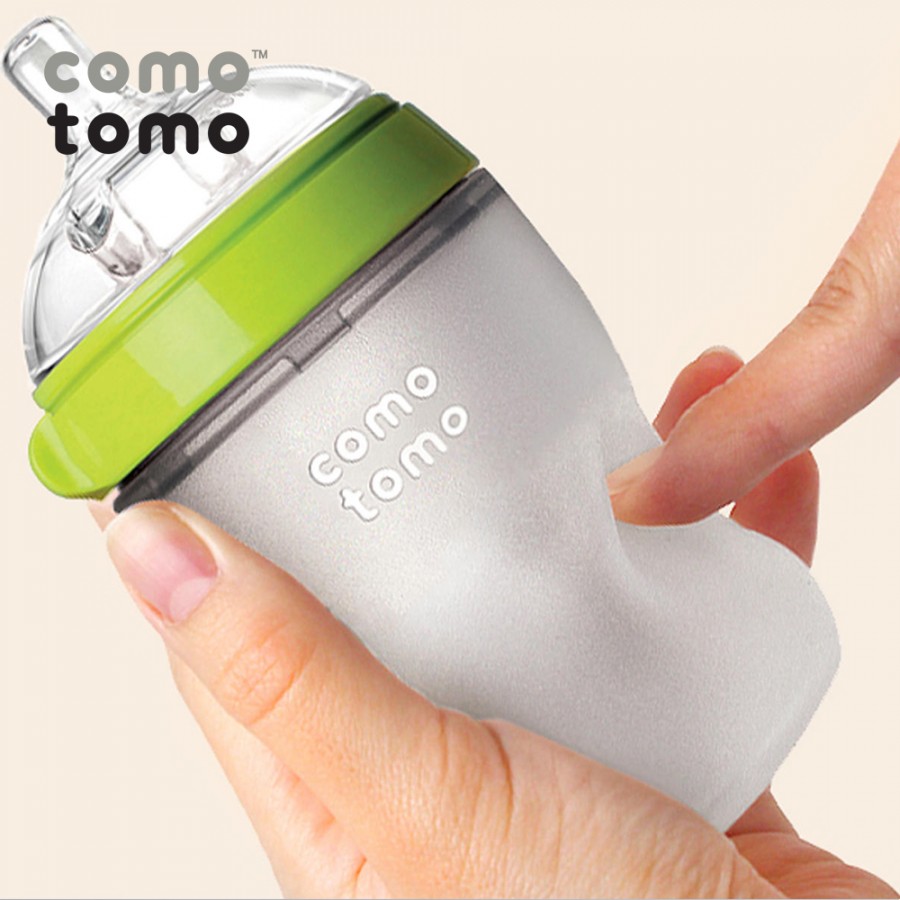BÌNH SỮA SILICONE COMOTOMO 250ML- XANH
