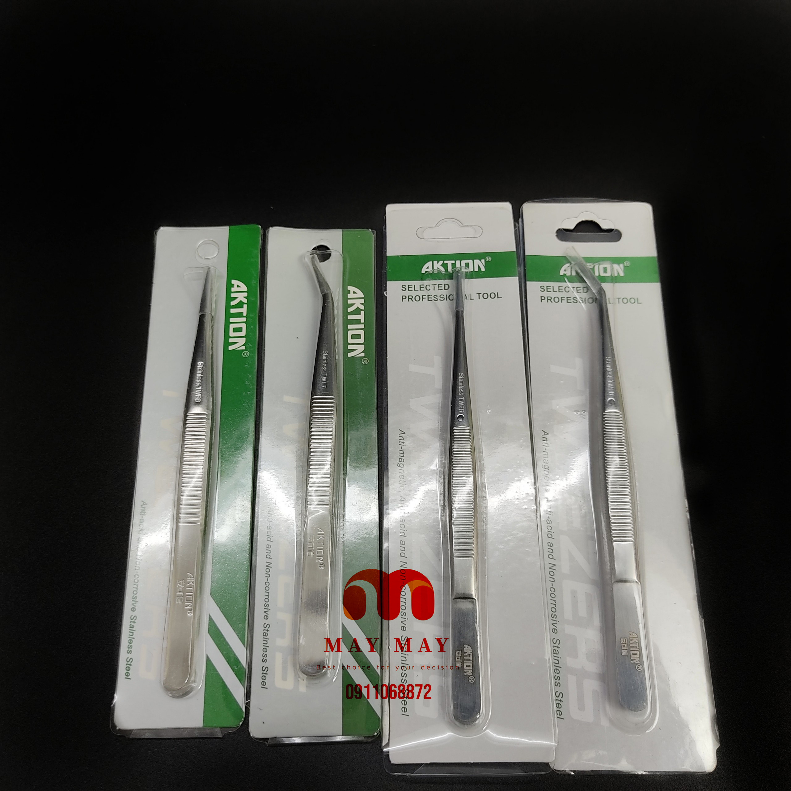 Nhíp gắp chỉ AKTION thân trắng dài 155mm cong và thẳng