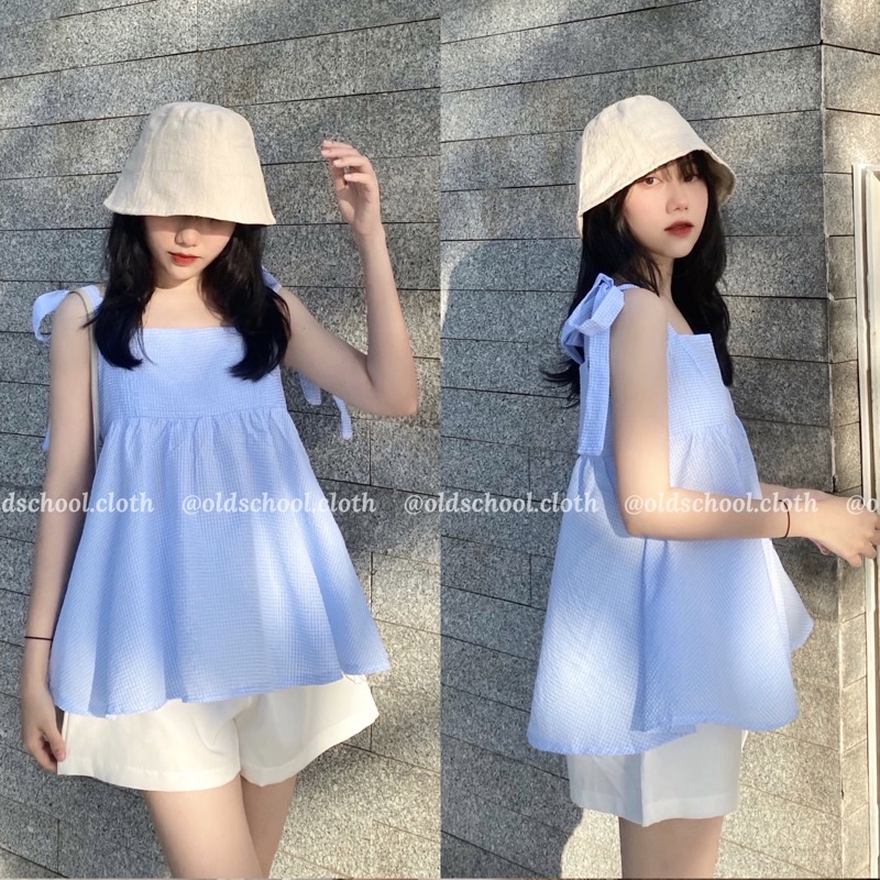 (Oldschoolcloth)SET BABYDOLL BUỘC VAI & QUẦN ĐÙI (ảnh thật)