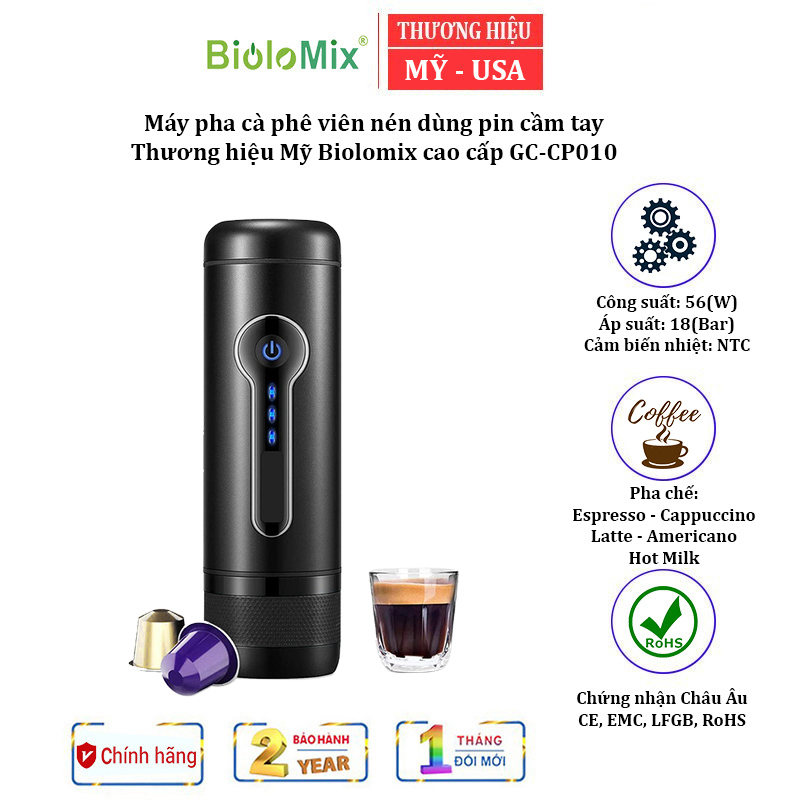 [1 year warranty] biolomix gc-cp010 portable battery coffee capsule maker, UPC temperature sensor-imported