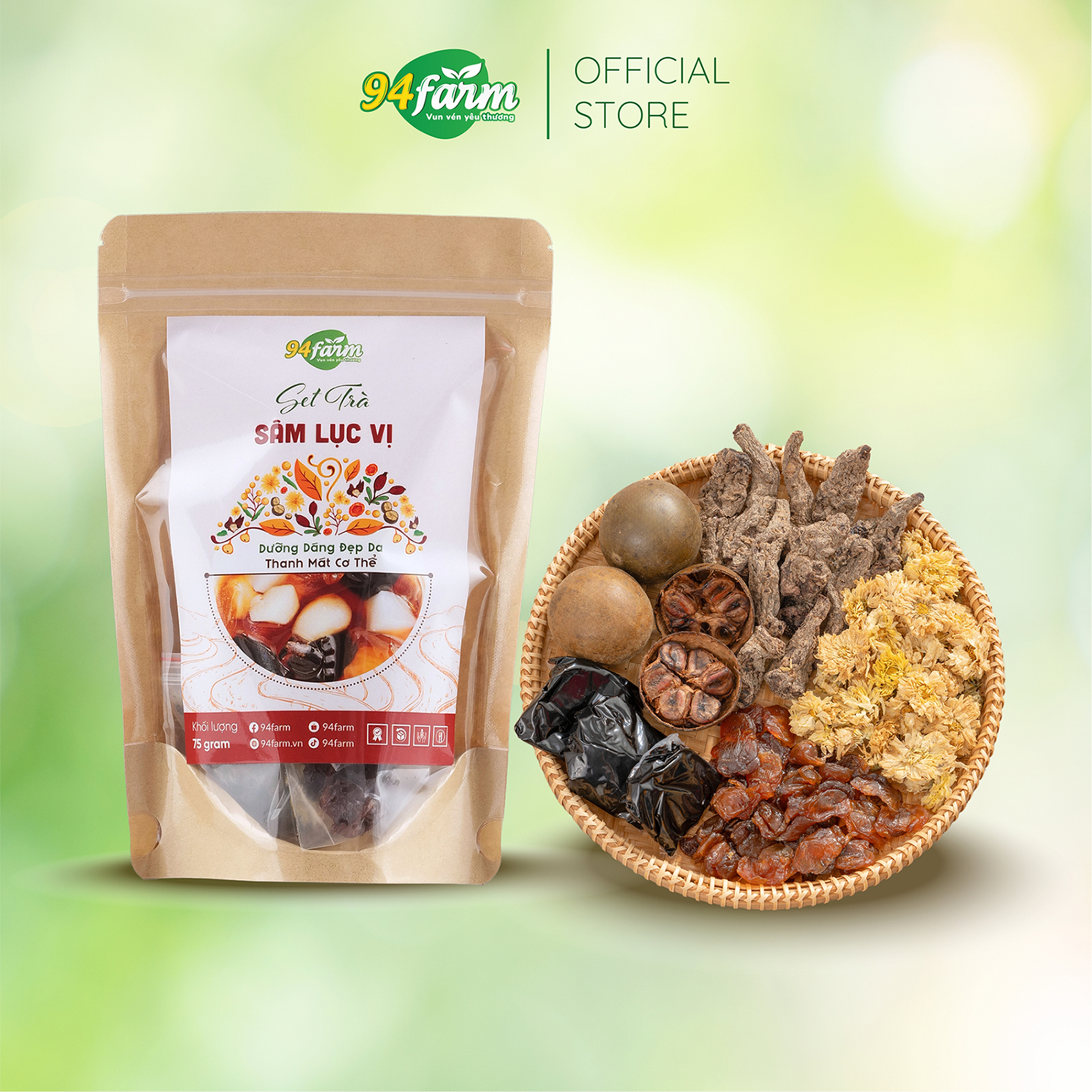[1 set 75g] Sâm lục vị nấu 10-12 lít sâm (20-24 chai) 94farm