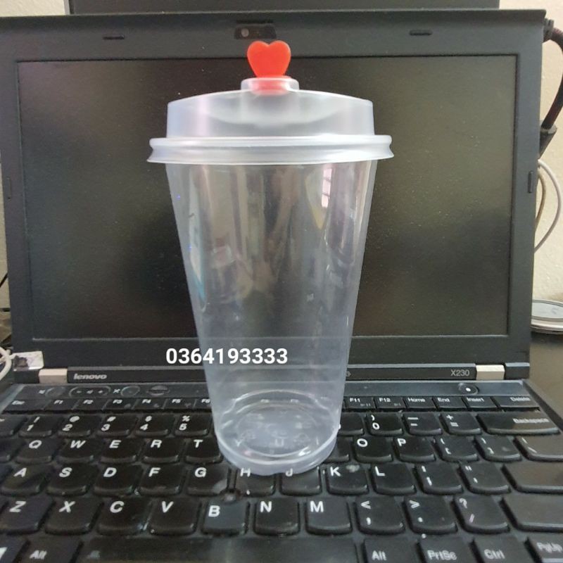 Sỉ 50 cốc nhựa nắp tim 500ml