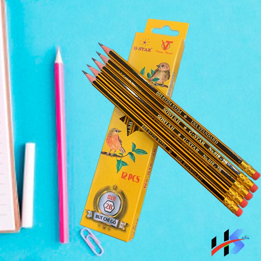 Hộp 12 Cây Bút Chì Gỗ 2B G Star No.018, Màu Chì Đậm, Chuốt Không Gãy - VPP No.1