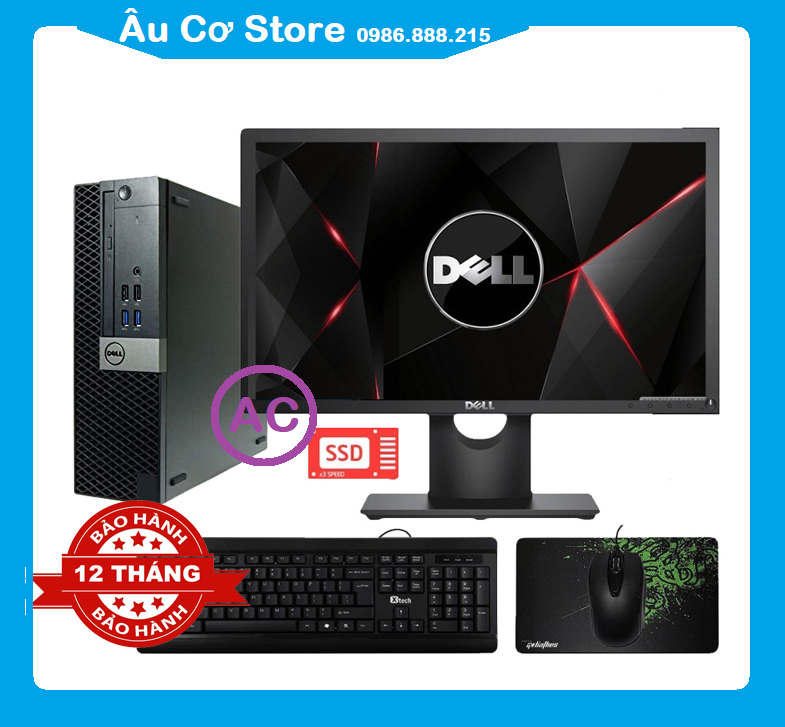 Bộ máy tính đồng bộ dell 🎁âu cơ store🎁 case pc - đồng bộ dell - dell optiplex 7040, cpu core i7 6700/16gb/ssd 240g , dell 19 wide led - bảo hành 12t
