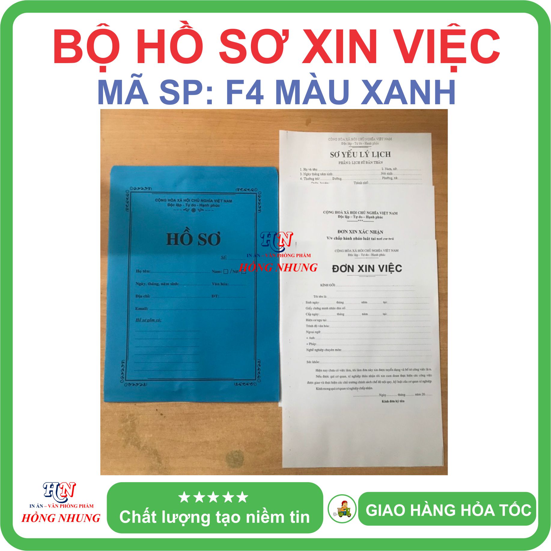 Combo 5 bộ hồ sơ xin việc đầy đủ, khổ a4 đủ màu giúp lưu trữ hồ sơ của bạn khi đi xin việc