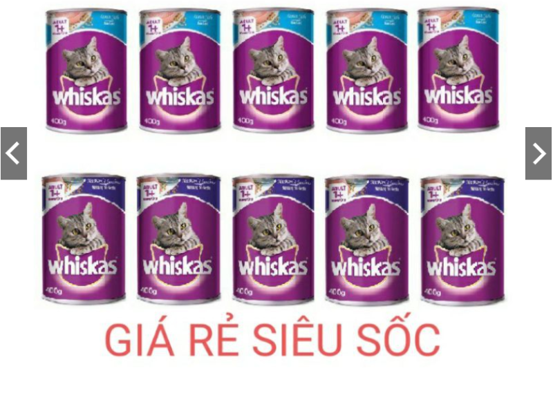 Pate mèo Whiskas lon 400g cho mèo DATE 3 NĂM SAU