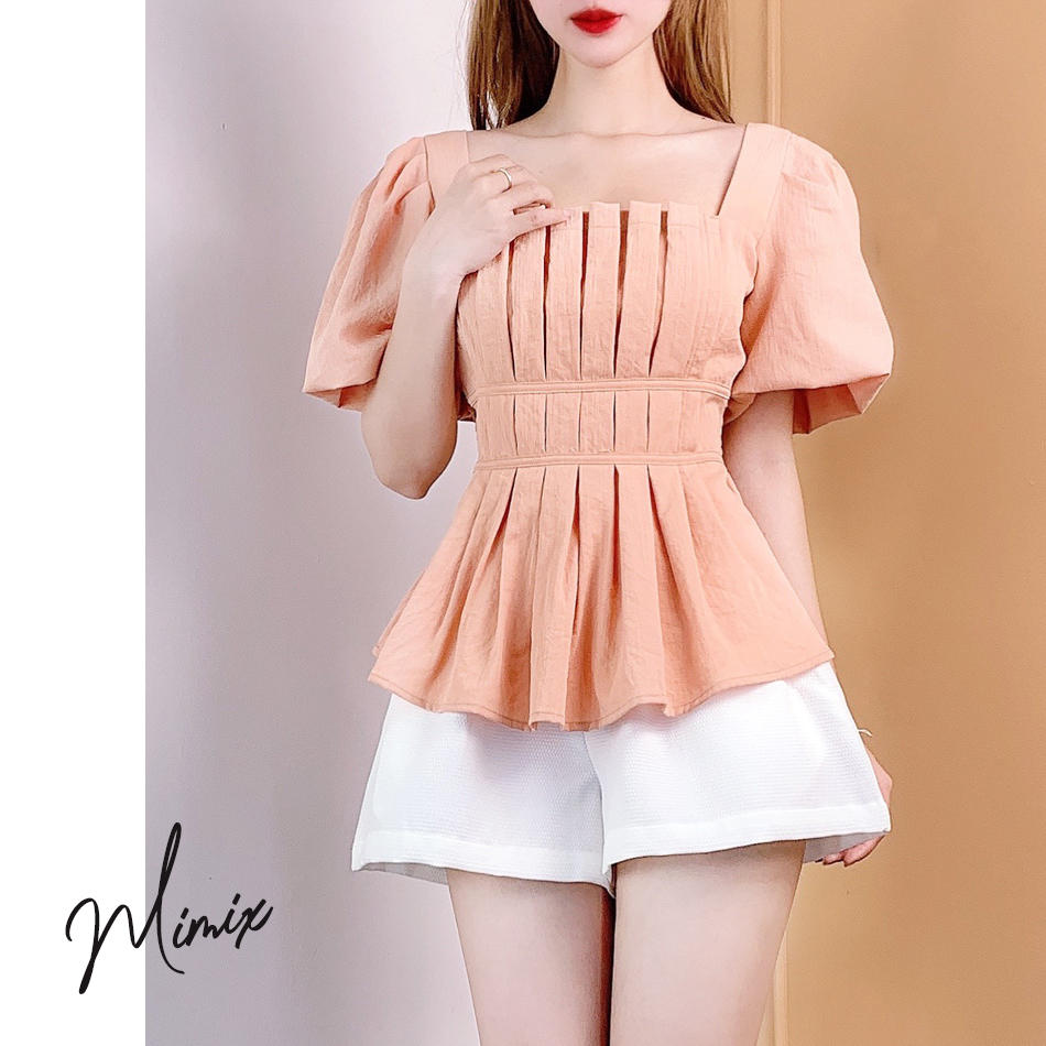 Áo peplum xếp ly ngực mimix cc0145