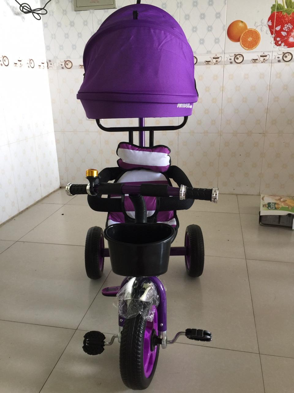 XE ĐẠP 3 BÁNH CÓ MÁI CHE MÀU TÍM