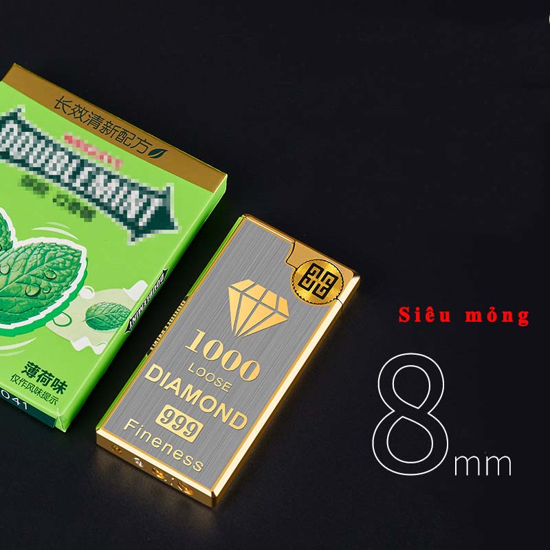 Bật lửa ga mạ vàng khắc hình kim cương
