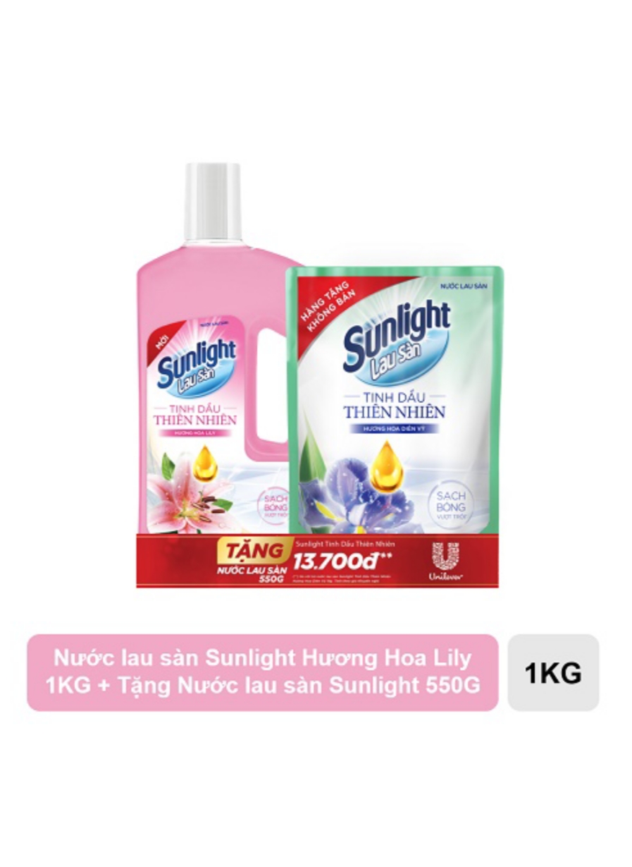 [ tặng kèm 1 túi lau sàn 550gr] Nước lau sàn sunlight lily/ hoa diên vỹ 1 lít