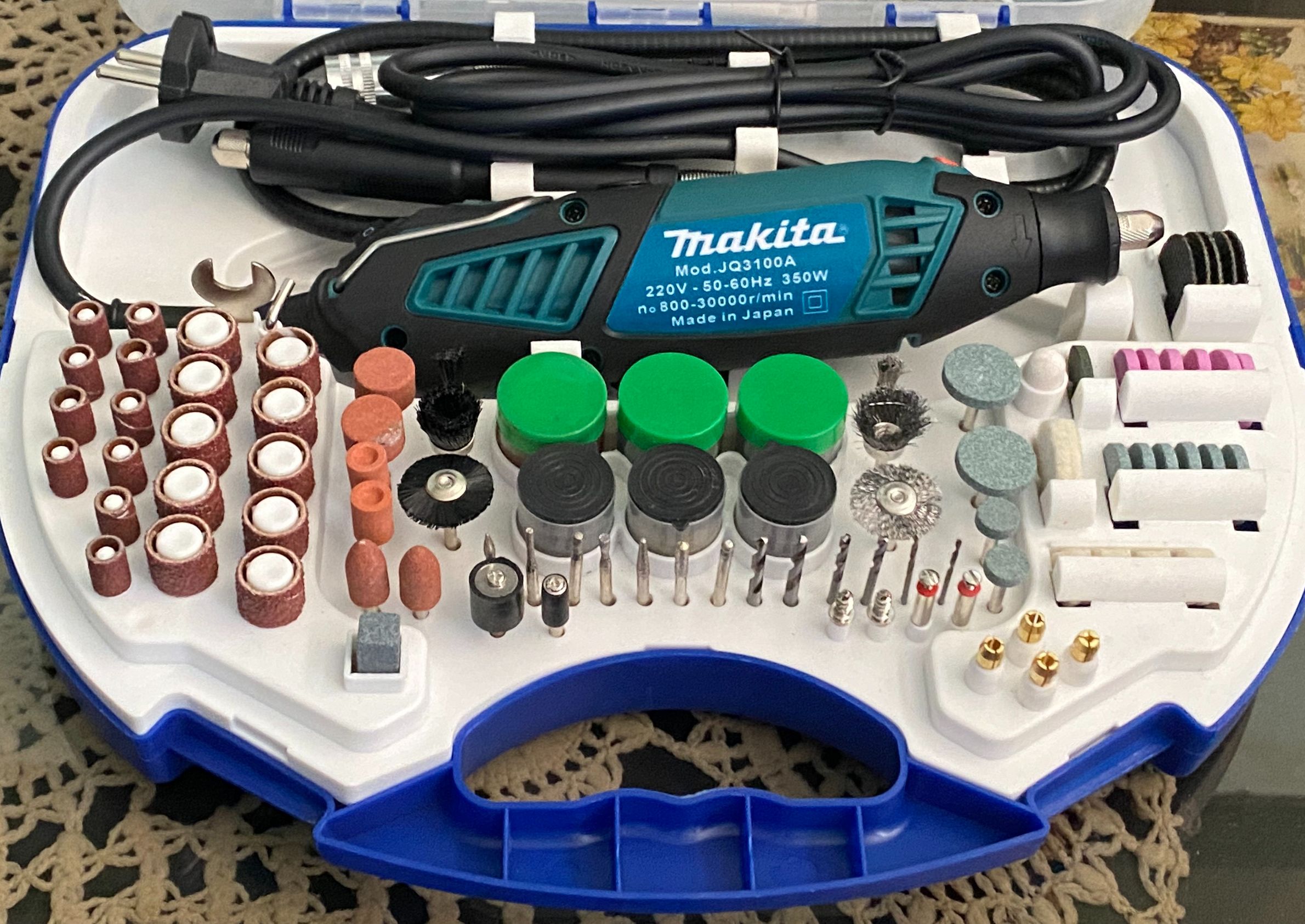BỘ MÁY KHOAN MÀI CẮT KHẮC MAKITA 350W JQ3100A 6 TỐC ĐỘ 100 CHI TIẾT PHỤ KIỆN.MÁY MÀI KHUÔN MAKITA CHÍNH HÃNG